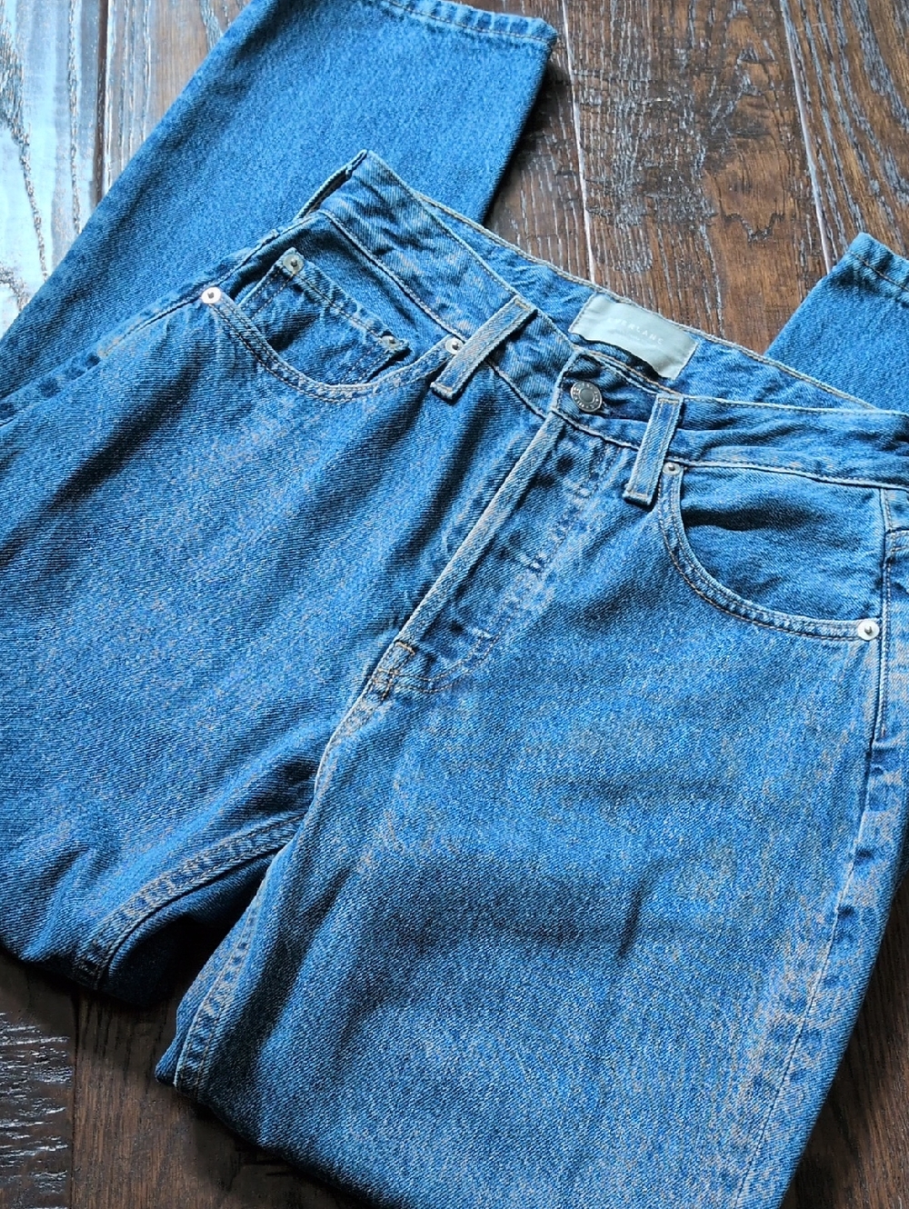 EVERLANE I The Curvy 90's Cheeky Straight Organic Cotton Denim Blue Jeans, 26